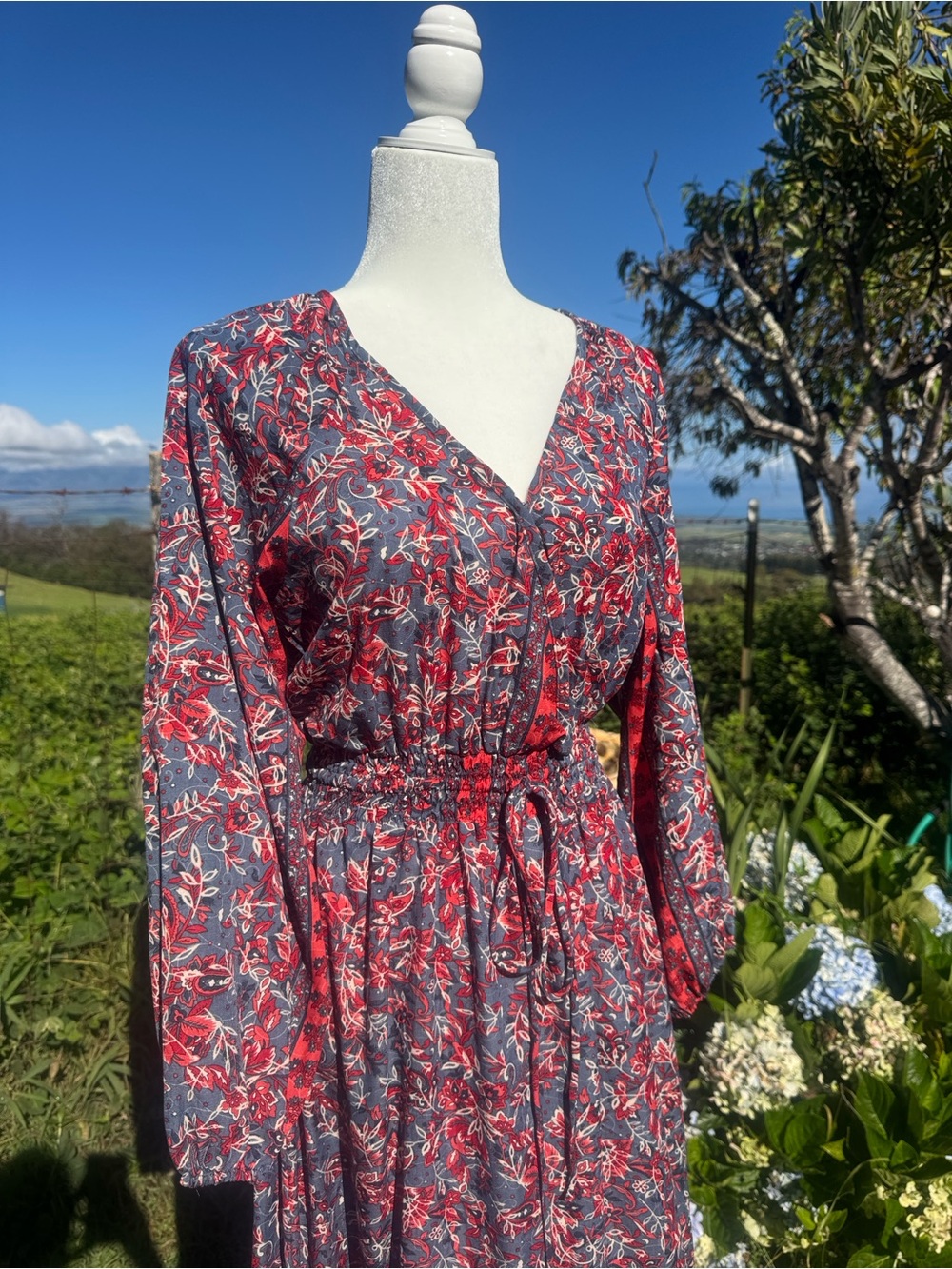 Anthropologie Boemo Peasant Floral Boho Long Sleeve MIDI Dress medium - Picture 2 of 6